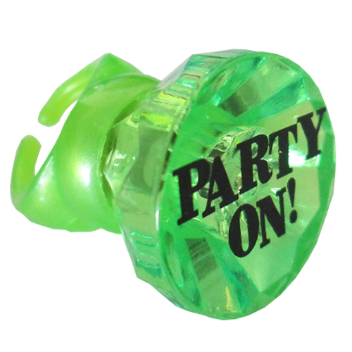 Happy Birthday 'Party On' Green LightUp Ring (1ct)